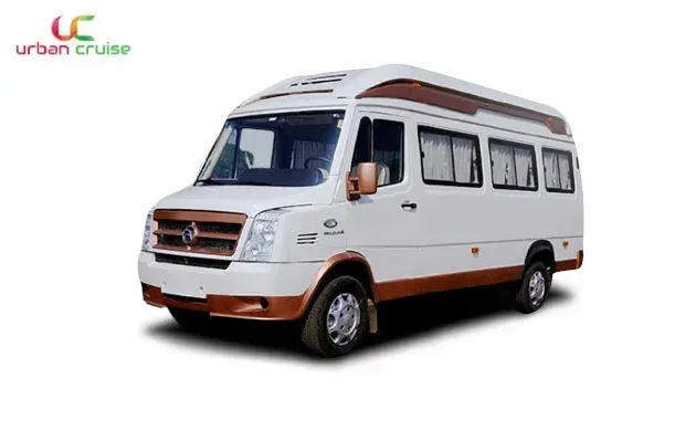 “12 Seater Tempo Traveller for hire in Bangalore – comfortable AC rental vehicle for outstation trips and local sightseeing.”