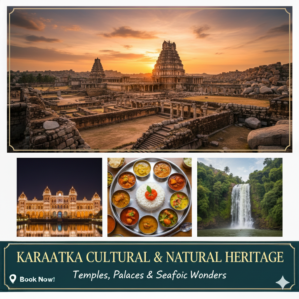 “Karnataka tour package – Mysore Palace, Coorg hills, Hampi ruins, and wildlife safaris.”