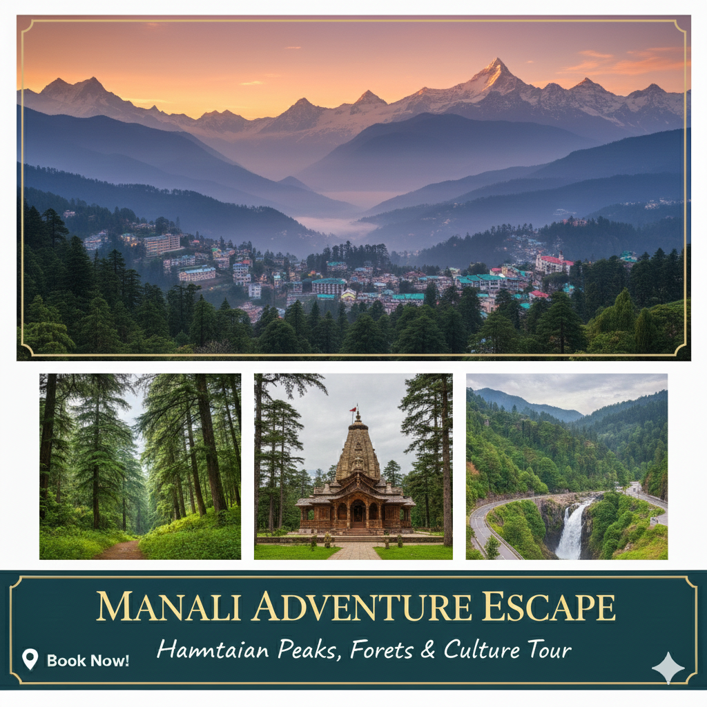 “Manali tour package – Solang Valley, Rohtang Pass, Hadimba Temple, and snow activities.”