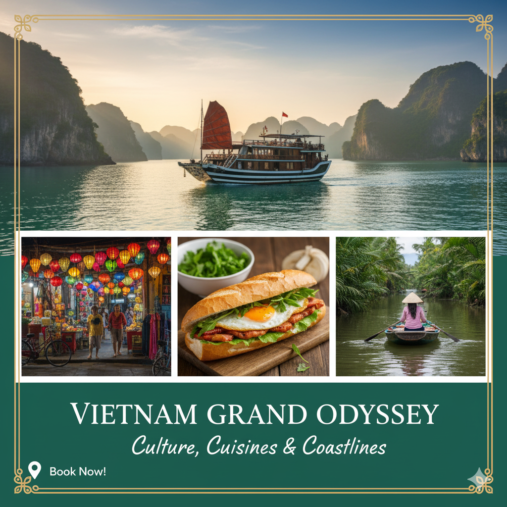 “Vietnam tour package – Hanoi, Halong Bay, Ho Chi Minh City, and cultural sightseeing.”
