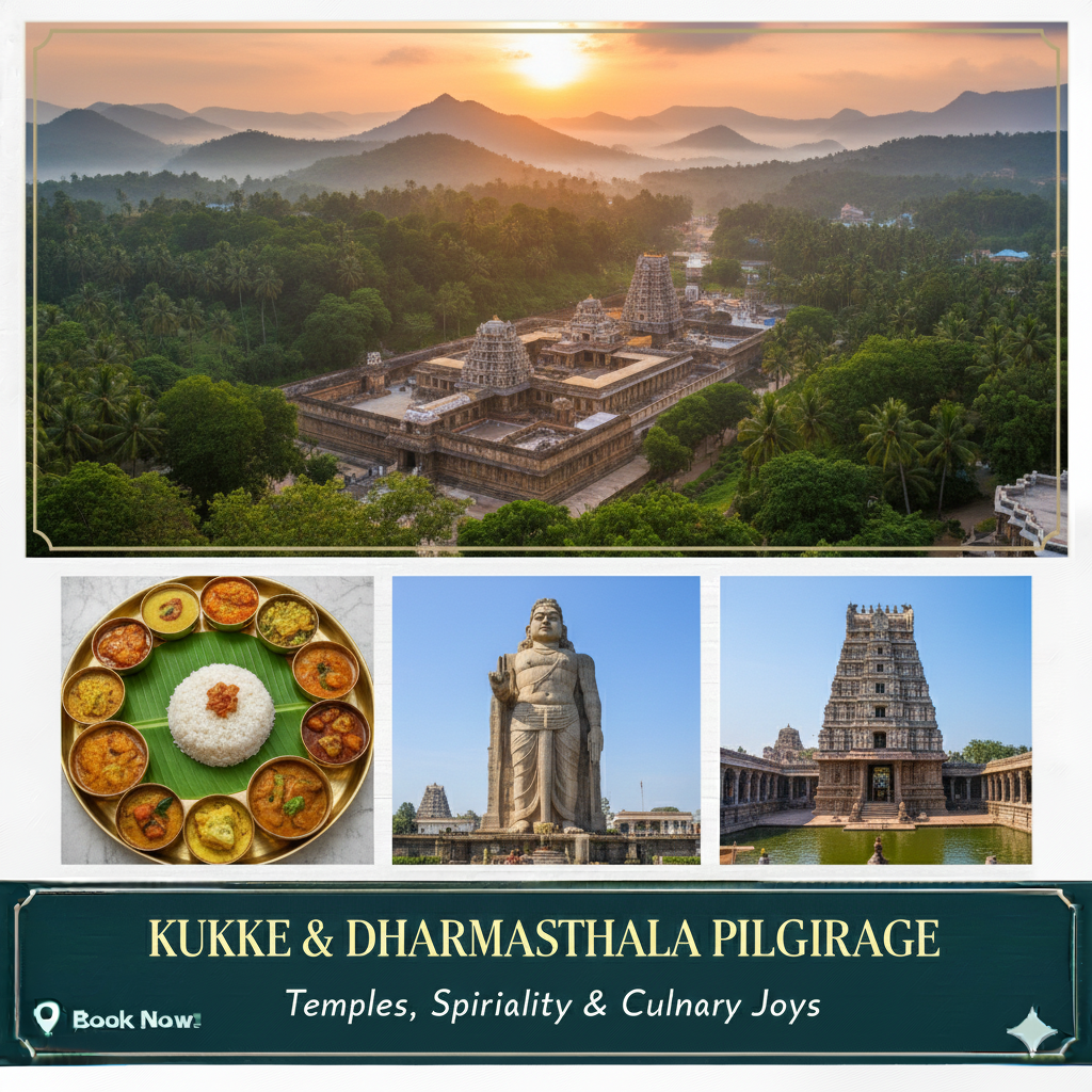 “Kukke Subramanya and Dharmasthala tour package – temple darshan and pilgrimage trip from Bangalore.”